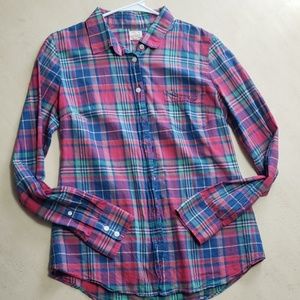 J. Crew Perfect Shirt Size small-Multi Plaid Color